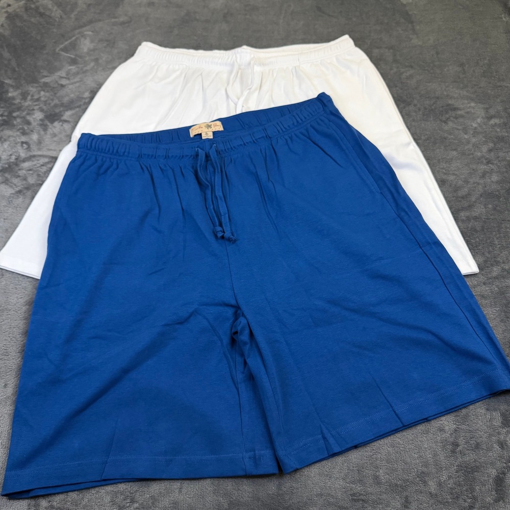 Turtle Bay Knit Lounge Shorts Womens Extra Large White Blue 2 Pack Drawstring